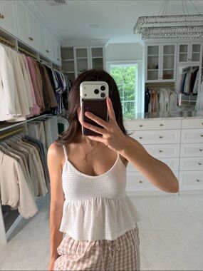 Lulu's White Smocked Peplum Cami